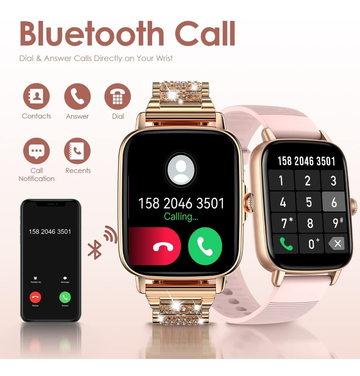 Smartwatch Para Mulheres Com Chamada Bluetooth - Imagem 2