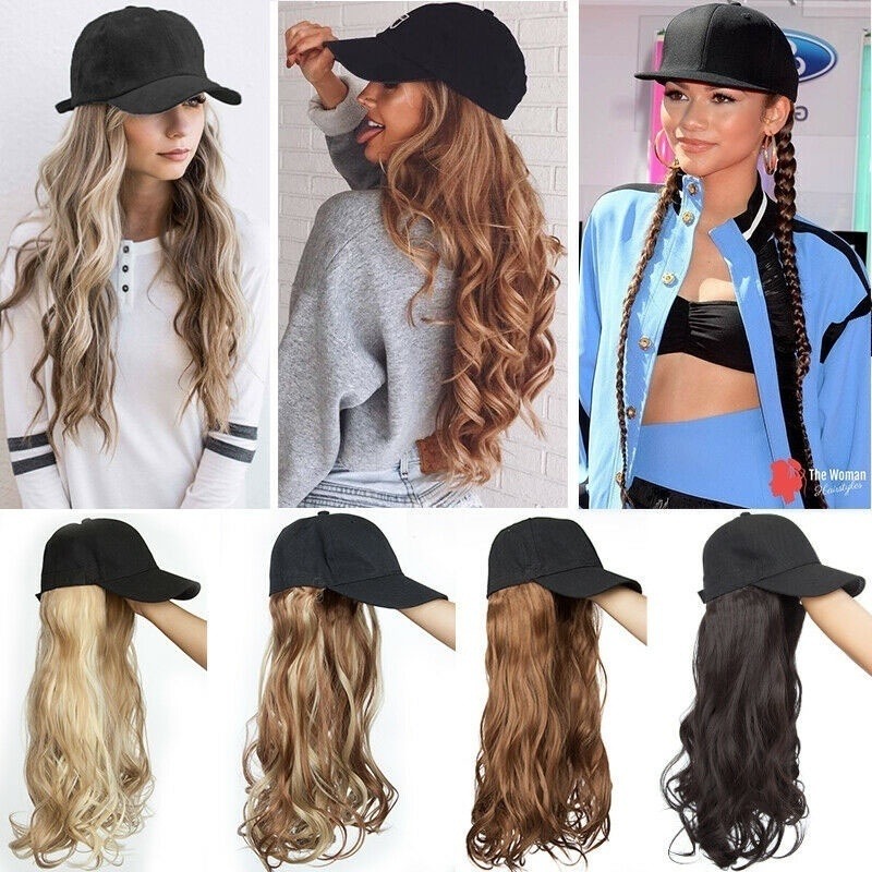Perucas Chapéu De Beisebol Com Extensões De Cabelo Cap Per - Imagem 3