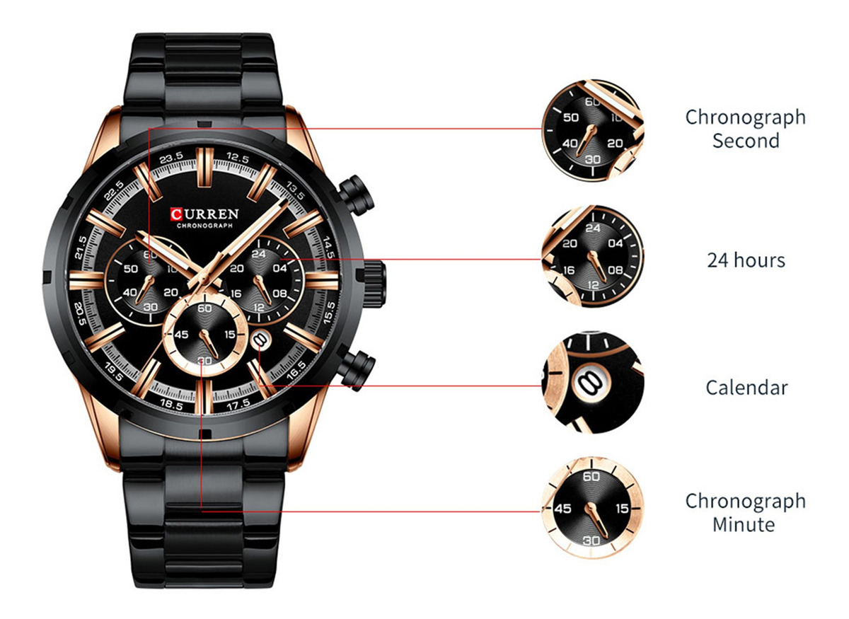 Curren 8355 Luxo Clássico Negócios Quartzo Homens Relógio 3a - Imagem 9
