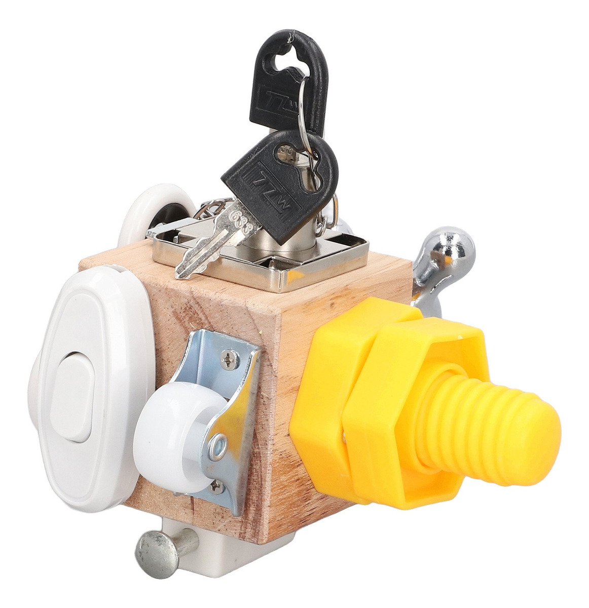 Cubo De Atividades De Madeira Busy Cube Sensory Busy Boards - Imagem 5