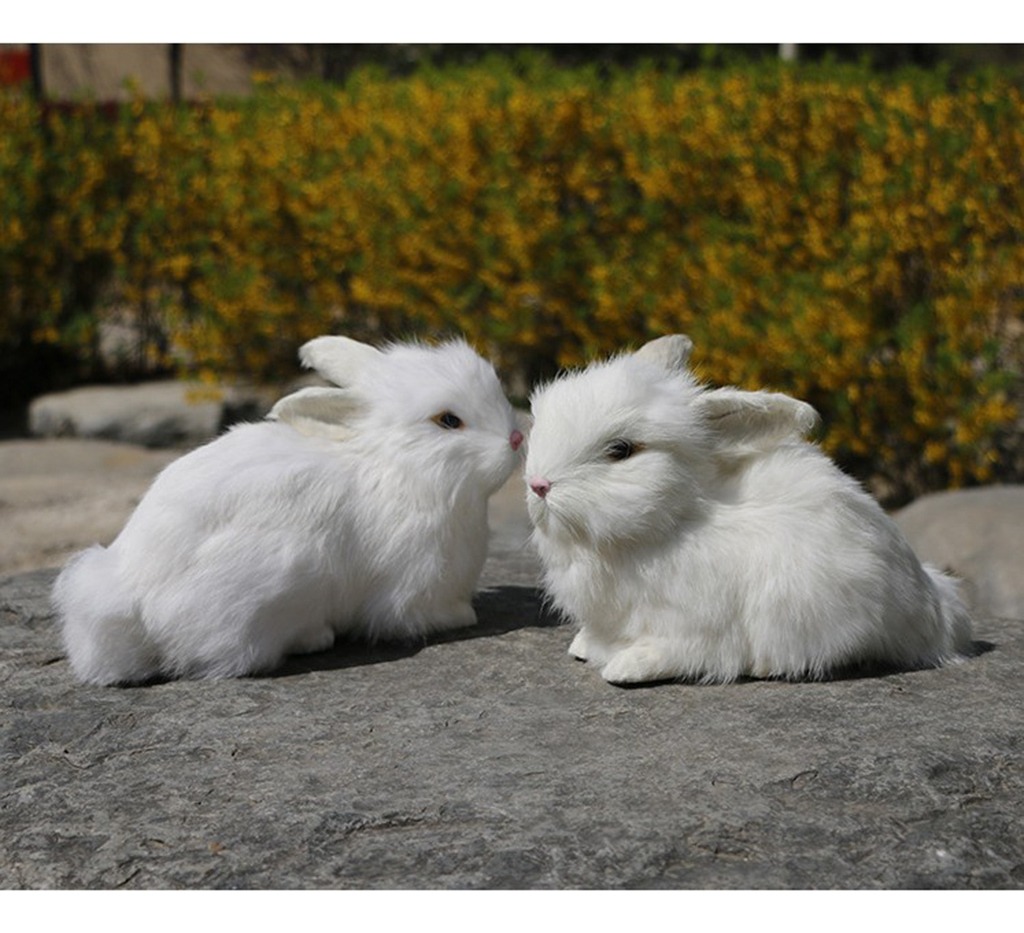 Pelúcia De Coelhos Realistas Modelo De Simulação 22cm - Imagem 3
