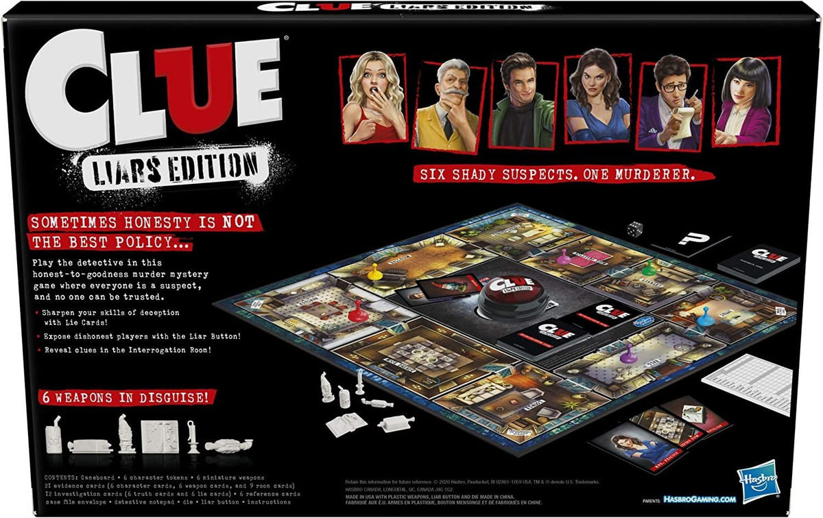 Clue Liars Edition Jogo De Tabuleiro Murder Mystery Game Kid - Imagem 3