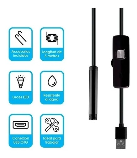 Câmera Endoscópio 10m 6 Led Para Android - Imagem 2