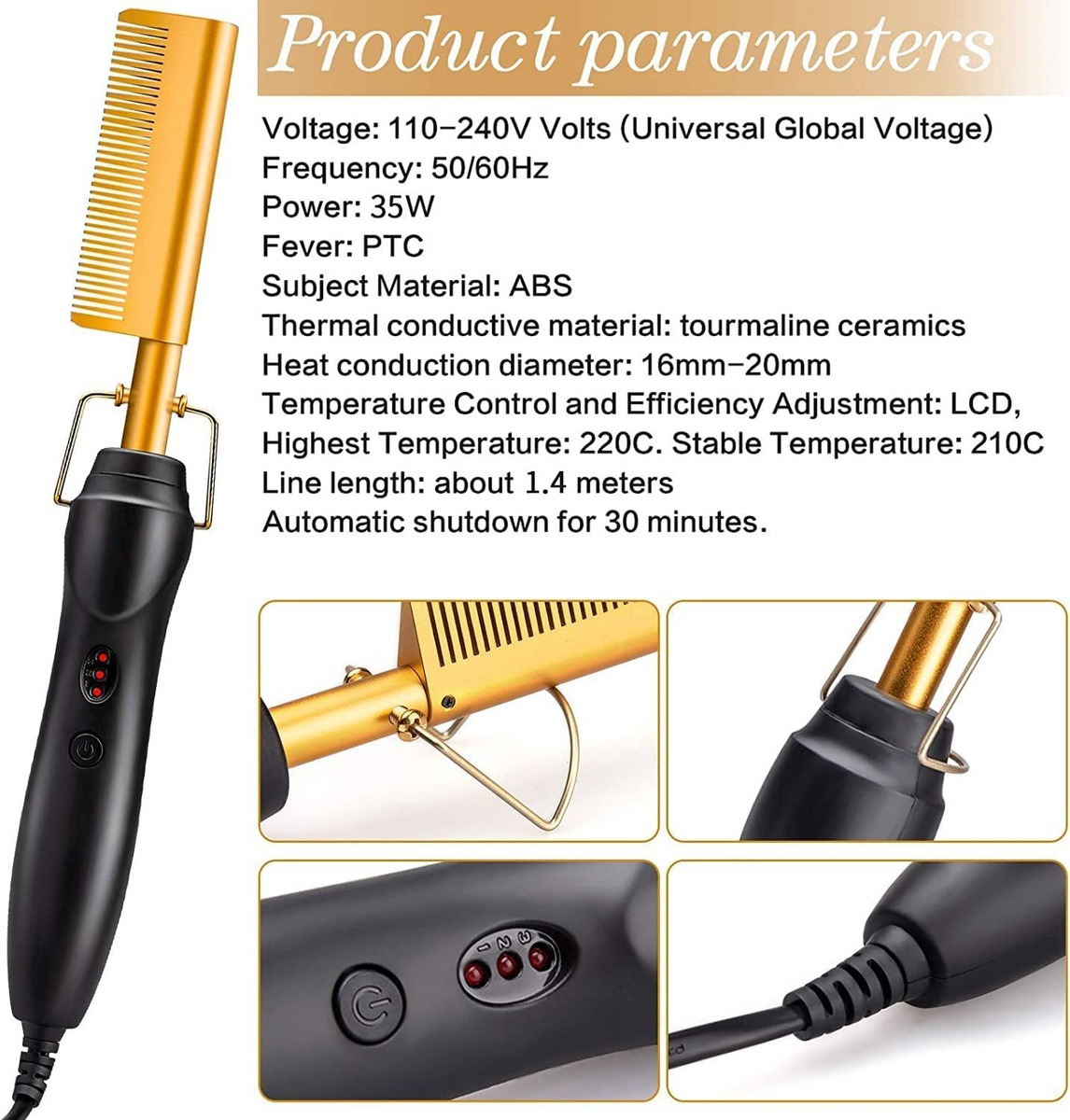 Alisador De Cabelo Elétrico Hot Comb 2 Em 1 - Imagem 4