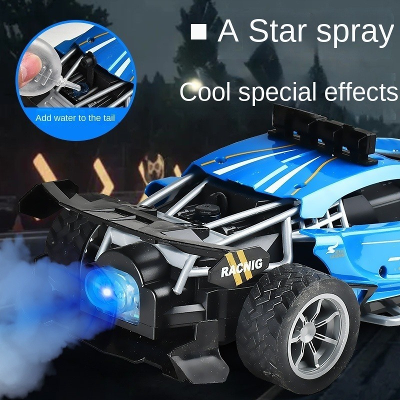 Carro De Controle Remoto Rc Azul Recarregável Com Spray De L - Imagem 2