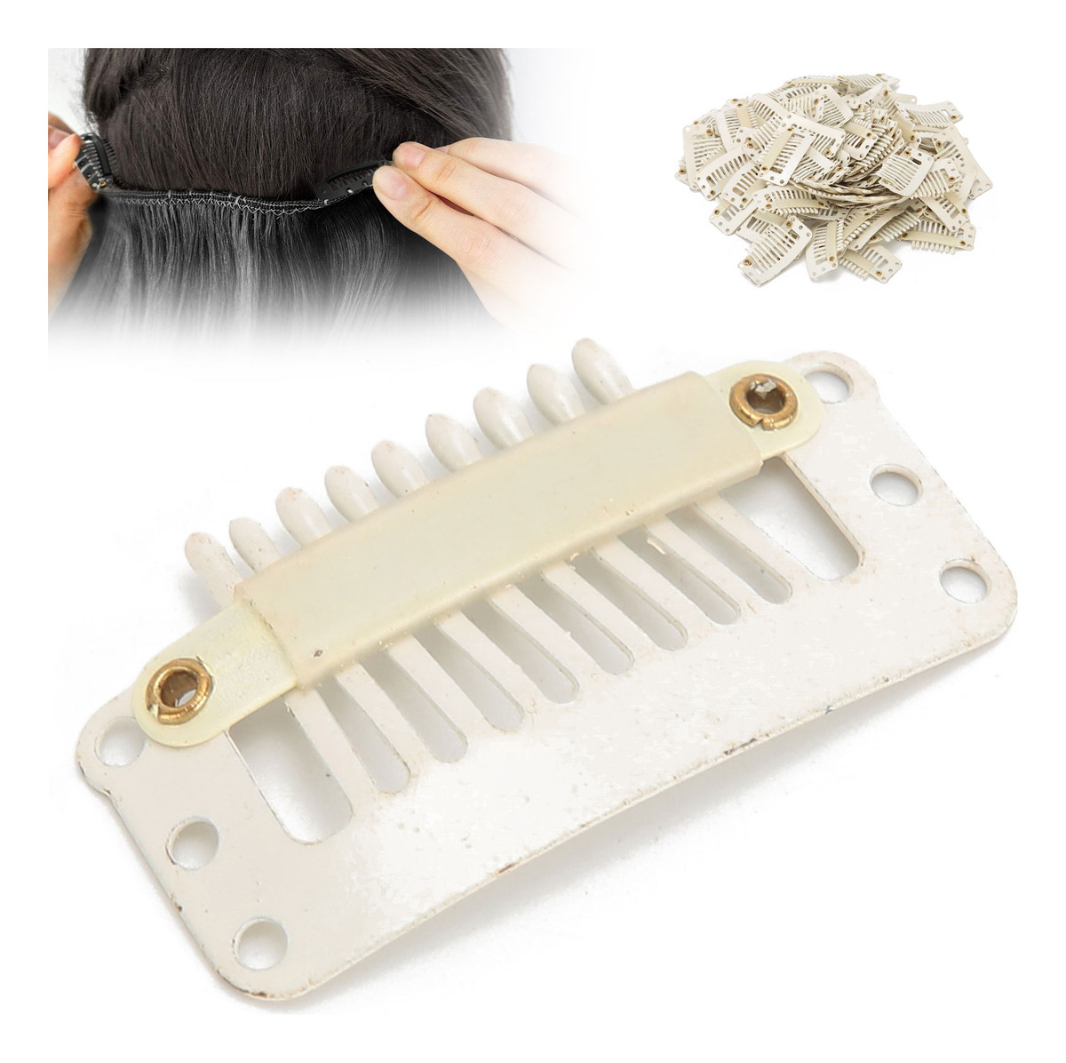 100 Pçs 1.3in Peruca Clipes Pente Hairpin Manganês Aço Diy - Imagem 10