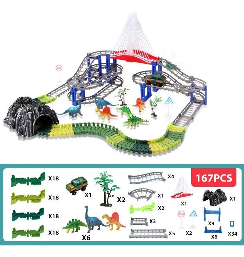 Pista De Carrinhos De Brinquedo Infantil Dinossauro 167p