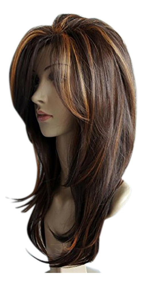 Perucas Cabelo Encaracolado Misturado Cores Sintécos 65cm - Imagem 2