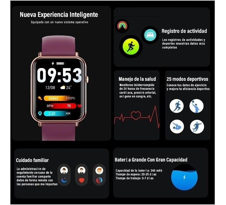 Relógio Inteligente À D'água Smartwatch Esportivo Mulheres - Imagem 6