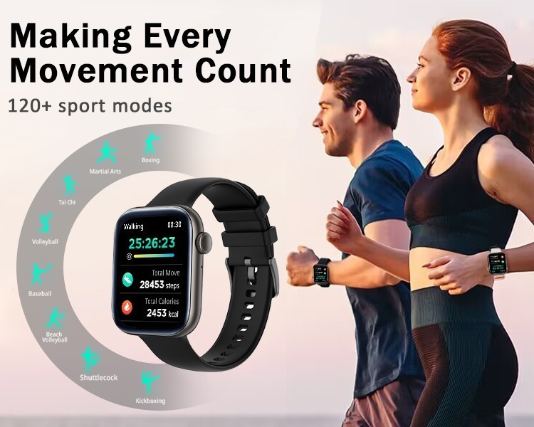 Smartwatch Impermeável Com Bluetooth Rosa Sobre Cinta Preta - Imagem 19