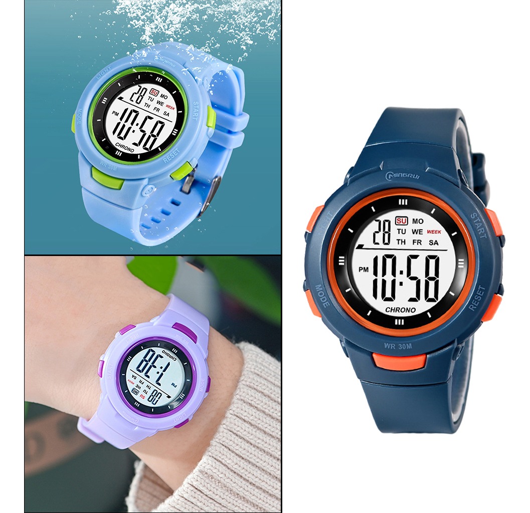 Meninos Girls Digital Watch Electro Impermeável Ao Ar Livre - Imagem 5