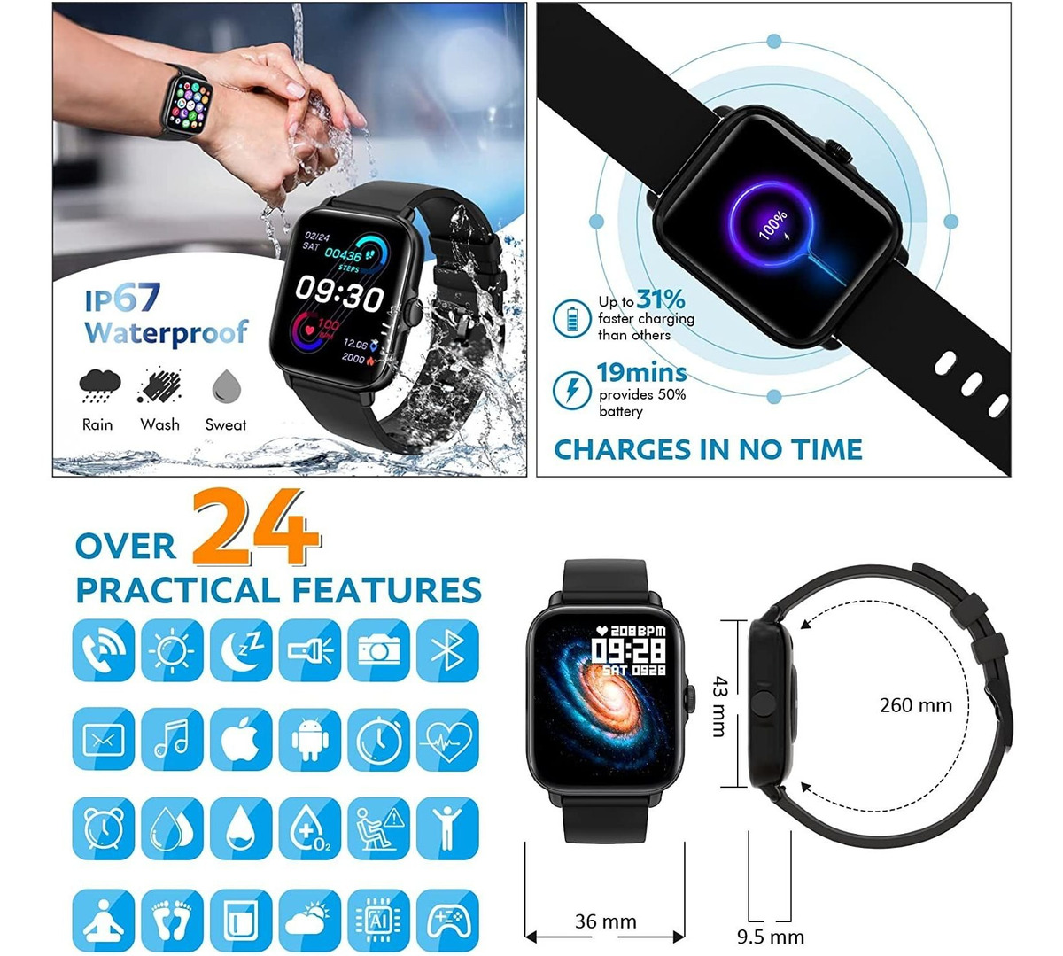 Smartwatch Relógio Fitness Para Android Ios Telefon - Imagem 6