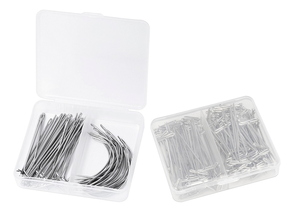 2 Encaixotado Striaght Curvada T Tipo Peruca Diy Suprimentos - Imagem 5