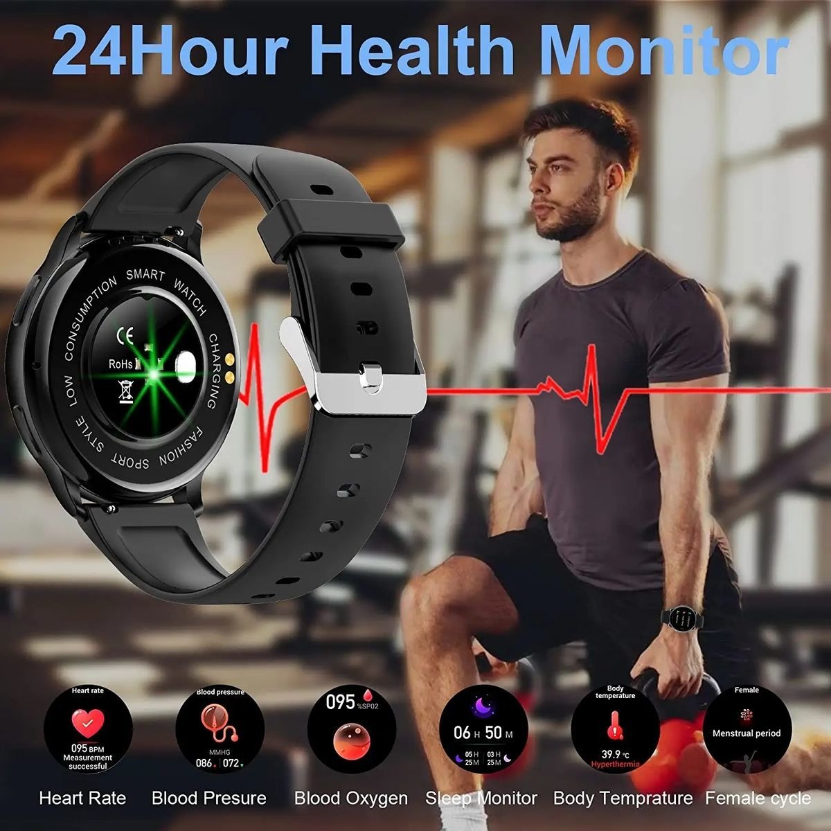 Smart Watch Atender/fazer Chamadas Para Mulheres Homens Rast - Imagem 5