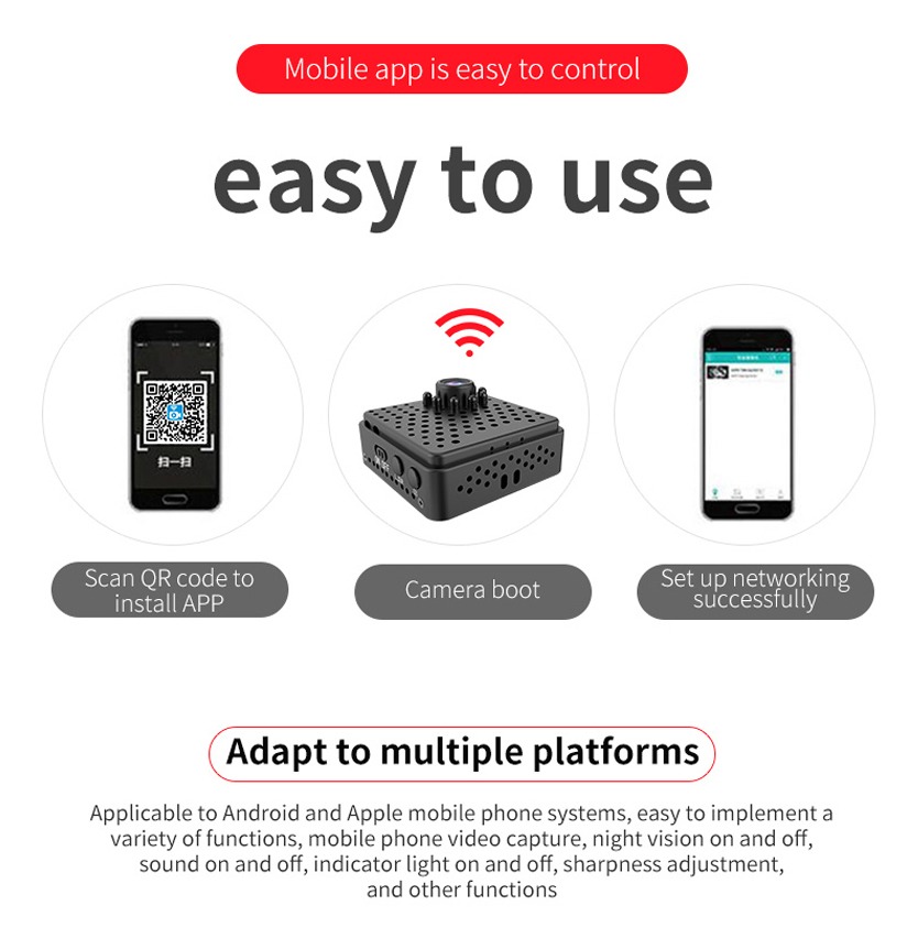 Mini Câmera Wifi Hd 1080p Sem Fio De Segurança Doméstica Com - Imagem 10