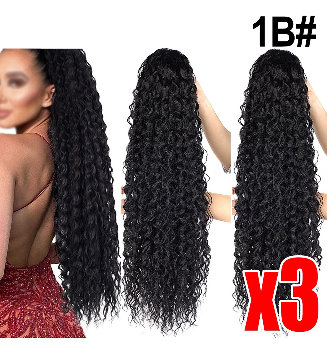 3pcs Crespa Cabelo Afro 60cm Peruca Peruca Cacheada Peruca F