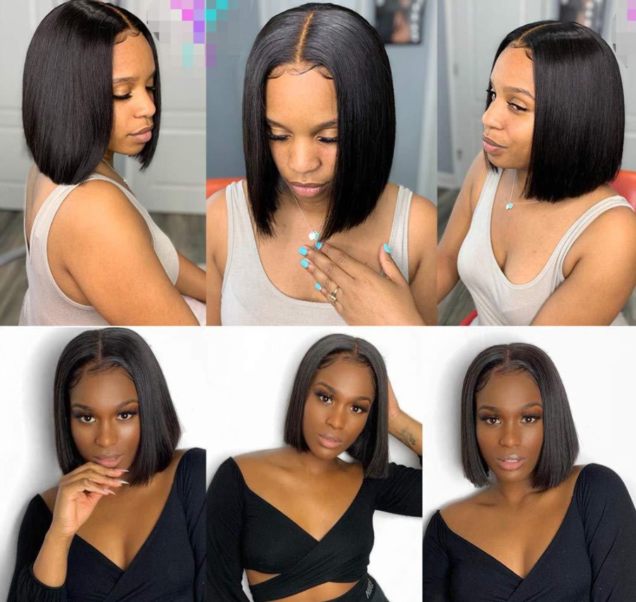 Peruca Artificial Cabelo Humano Curto Bob Suave 25-28cm