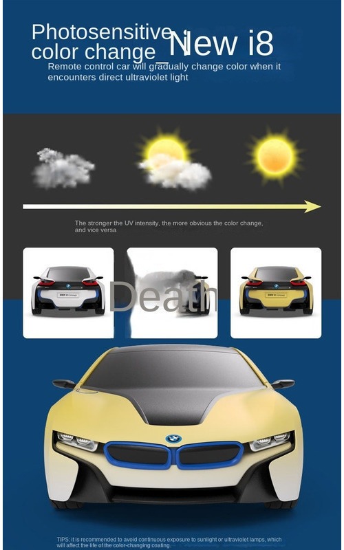 Descoloração Da Luz Do Carro De Controle Remoto Bmw I8 - Imagem 2