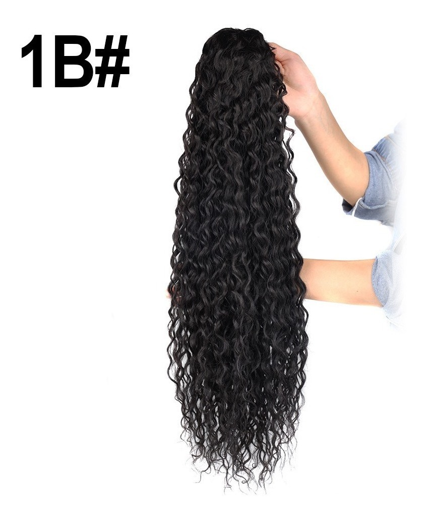 60cm Curvado Rabo Falso De Fibra Longa Peruca Encaracolada