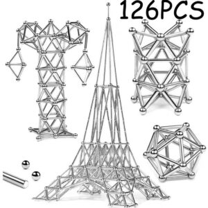 126pcs Pequenas Varas Magnéticas Brinquedos De Bola De Aço P