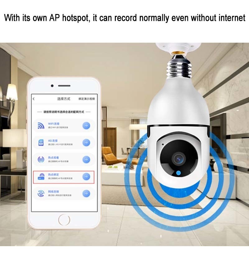 Visão Noturna Completa De Wifi Hd Da Lâmpada Da Câmera, Moni - Imagem 5
