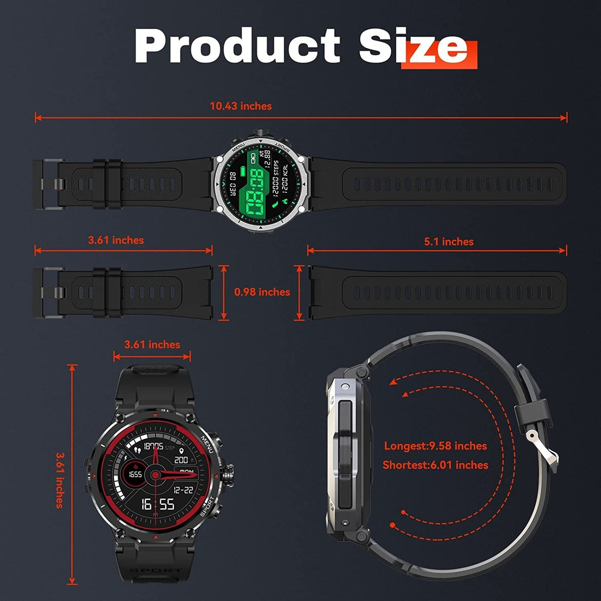 Smartwatch Para Homens, Relógios De Fitness Bluetoo - Imagem 7