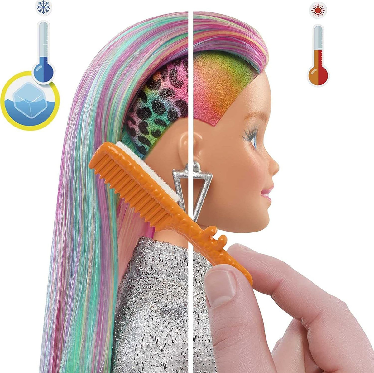 Boneca Barbie Rainbow Leopard Com Cabelo Que Muda De Cor - Imagem 2