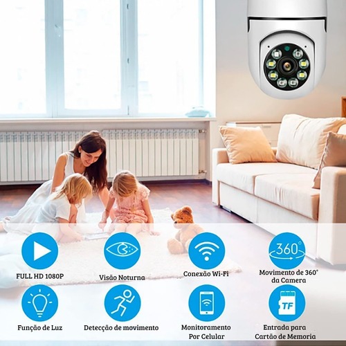 Câmera Seguranca Lâmpada Panorâmica Wifi 1080p Espia - Imagem 3