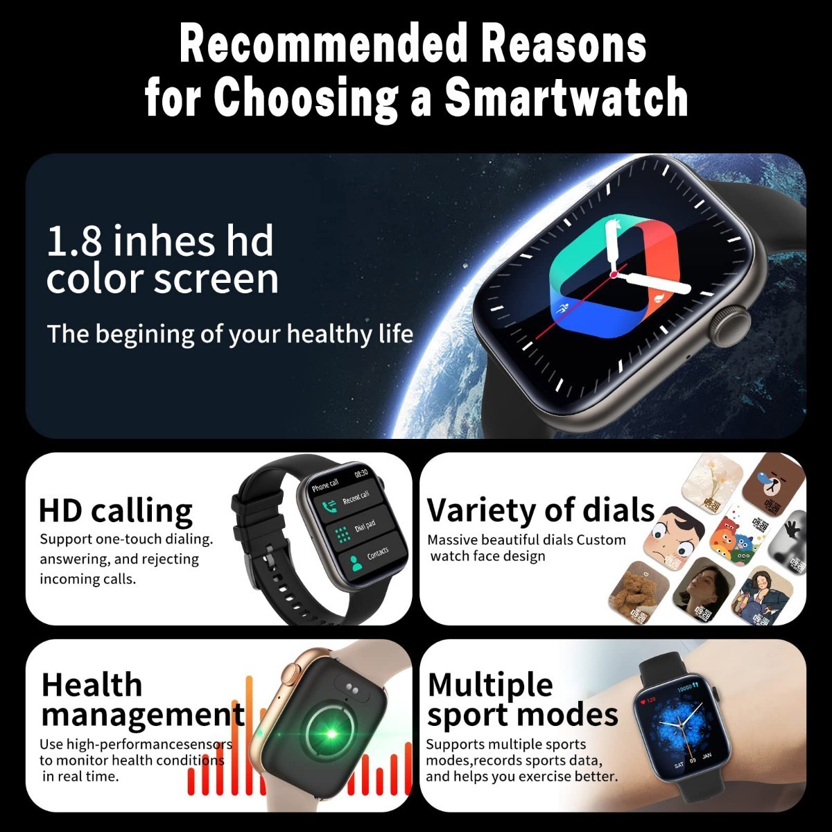 Smartwatch Impermeável Com Bluetooth Rosa Sobre Cinta Preta - Imagem 21