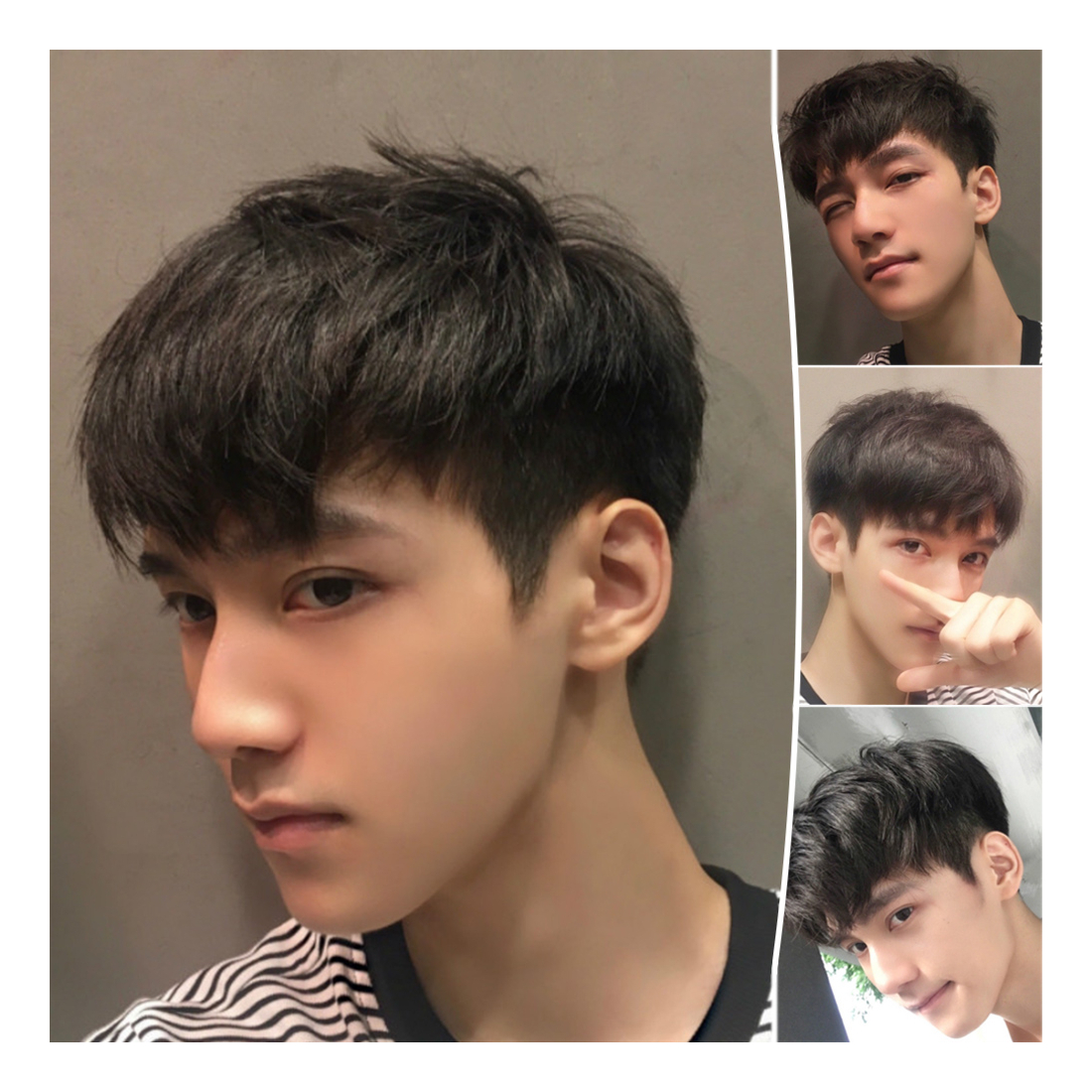 Peruca Masculina Com Franja Inclinada, Cabelo Curto E Reto, - Imagem 8