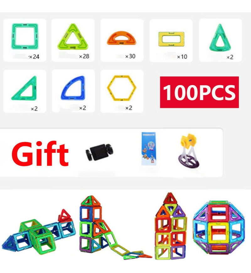 Blocos Magnéticos 100 Peças Brinquedo Educativo Infantil - Imagem 2