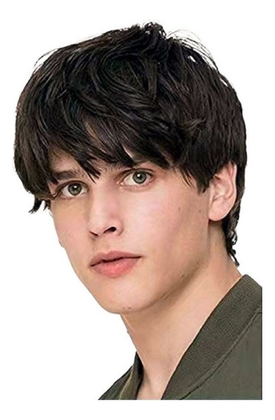 Peruca Masculina De Fibra Sintética De Cabelo Curto E Reto - Imagem 2