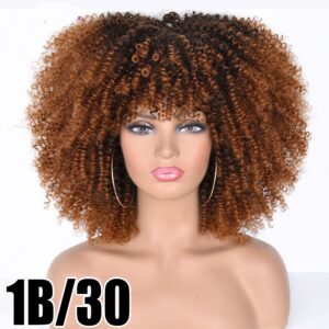 Afro Cabelo Sintético Mulheres Perucas Curtas Encaracoladas