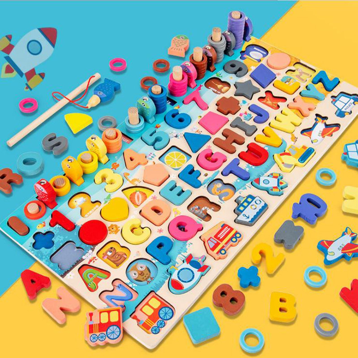 Criança Jigsaw Crianças Puzzle Board Alfabeto Números Matemá - Imagem 2