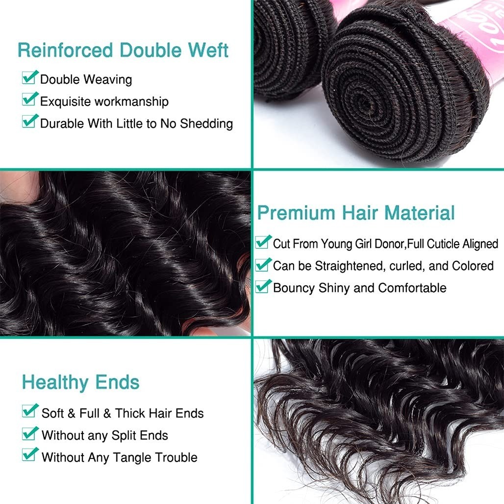 Pacote Virgem Peruca Do Cabelo Humano Cachos De 65cm Preto - Imagem 7