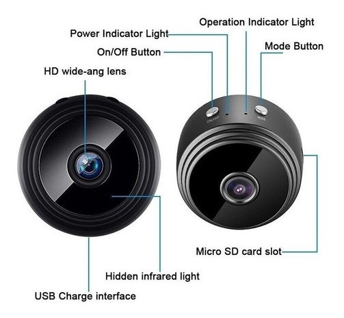2pcs Mini Câmera Espiã Carro Wifi Sem Fio Hd Espionagem - Imagem 2