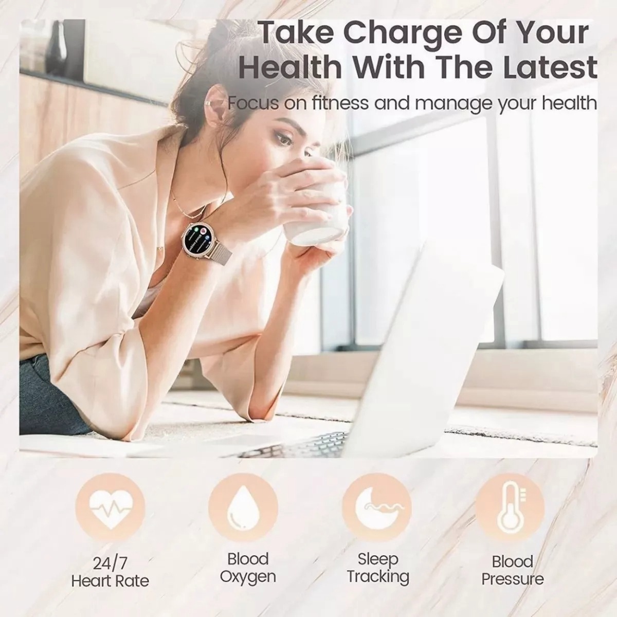 Para Xiaomi Huawei Smartwatch Ladies Sports Blu - Imagem 4