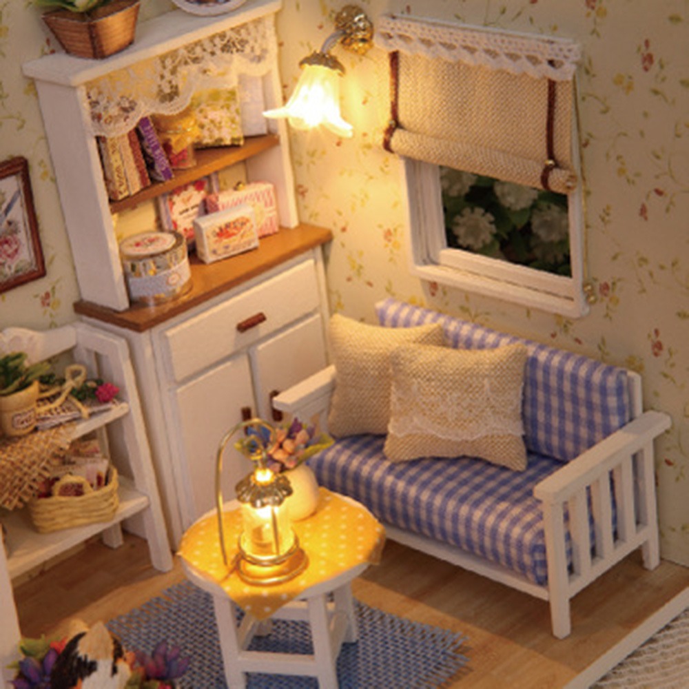 Dollhouse Miniatura Com Móveis Diy Dollhouse Kit De Madeira - Imagem 5