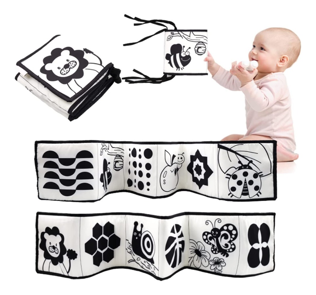 Livro Montessori Toy Black White Soft Cloth Para Bebê Recém- - Imagem 9