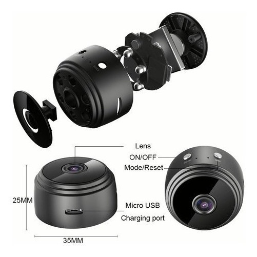 2x Câmera Espiã Miniatura Hd Wifi 1080p Com Visão Noturna - Imagem 7