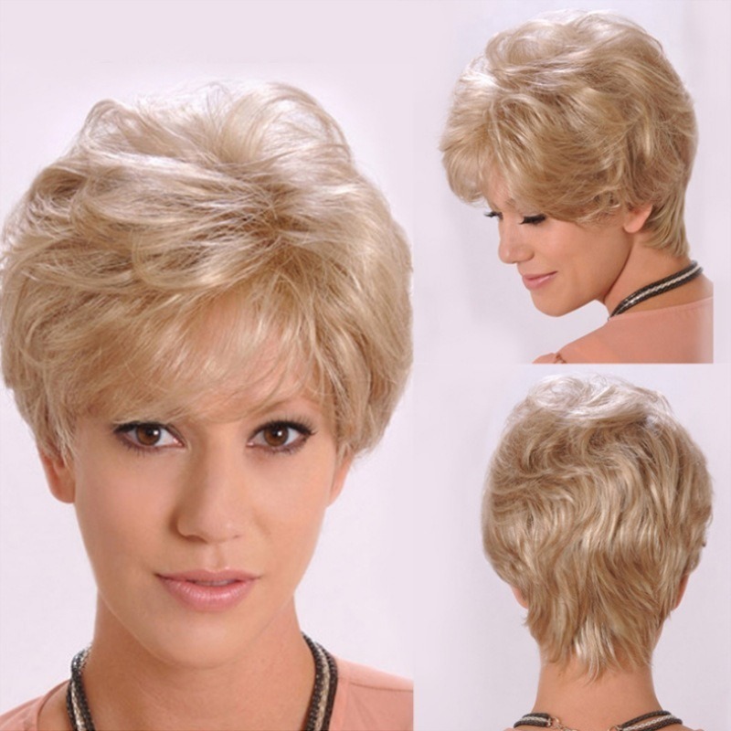 Peruca De Cabelo Liso Curta Encaracolado Feminino