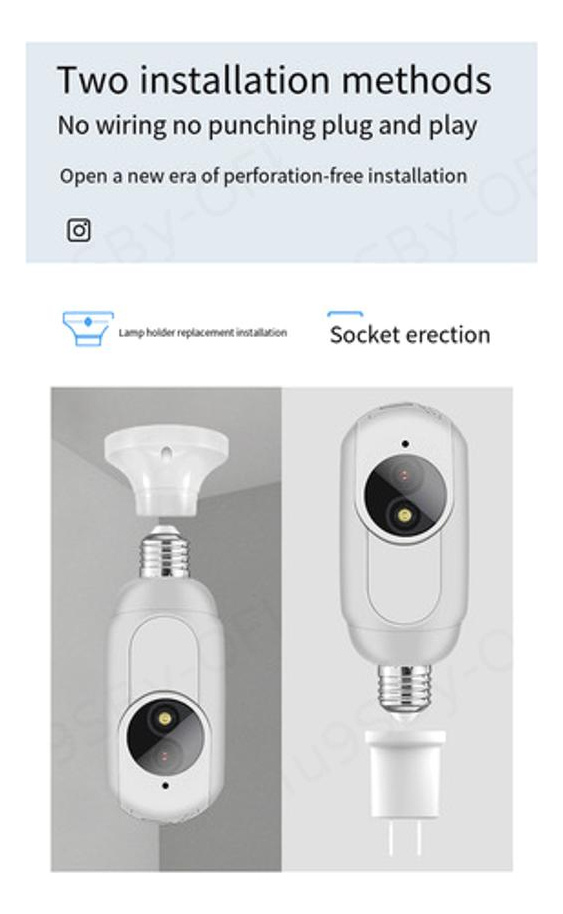 Câmera E27 Plug Wifi 360° 1080p Mini Surveillance Home - Imagem 6