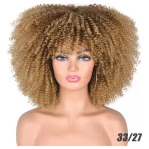 Cabelo Sintético Mulheres Perucas Afro Franjas Encaracolado