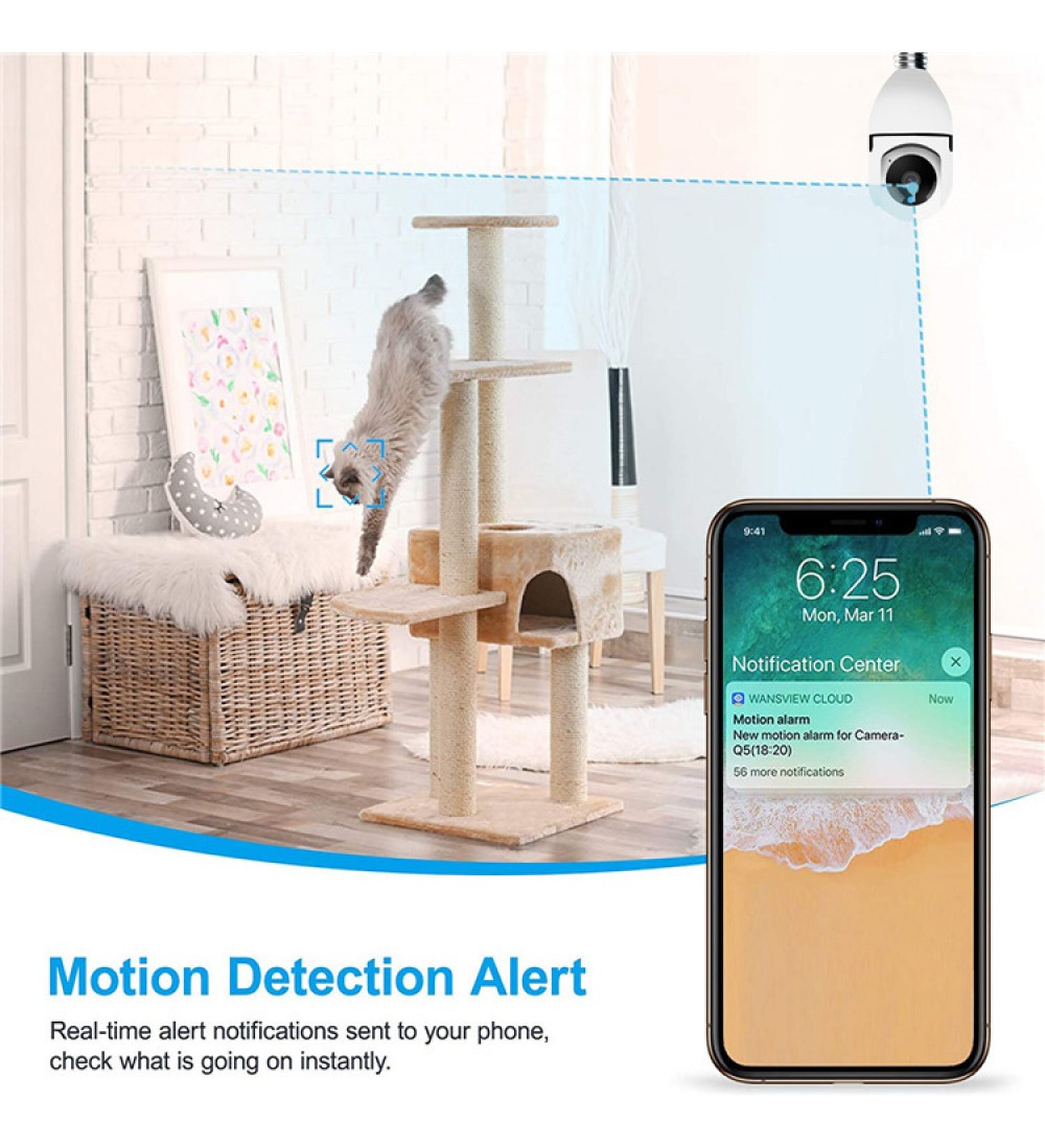 Camera Ip Segurança Lampada Panoramica Wifi Espia C/rastreio - Imagem 4