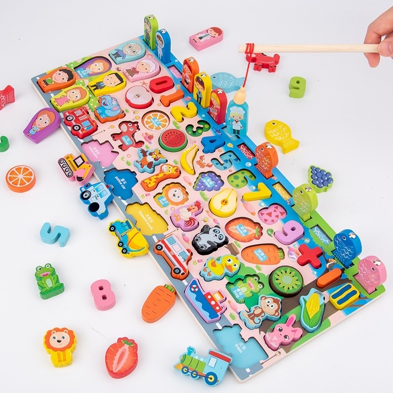 Puzzle De Madeira Para Crianças Montessori Classificação Mat - Imagem 4