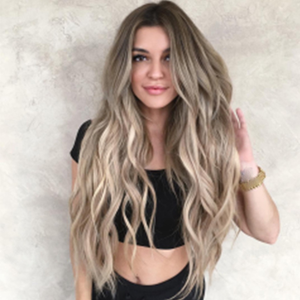 Peruca Mulheres Mix Cores Gradiente Longo Encaracolado Peruc - Imagem 6