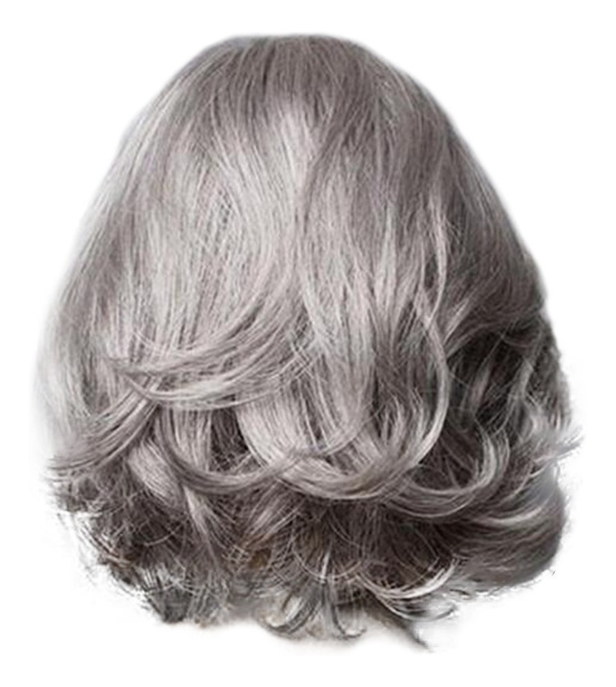 Peruca Feminina Cabelo Sintético Cinza Peruca De Onda De Cab - Imagem 7