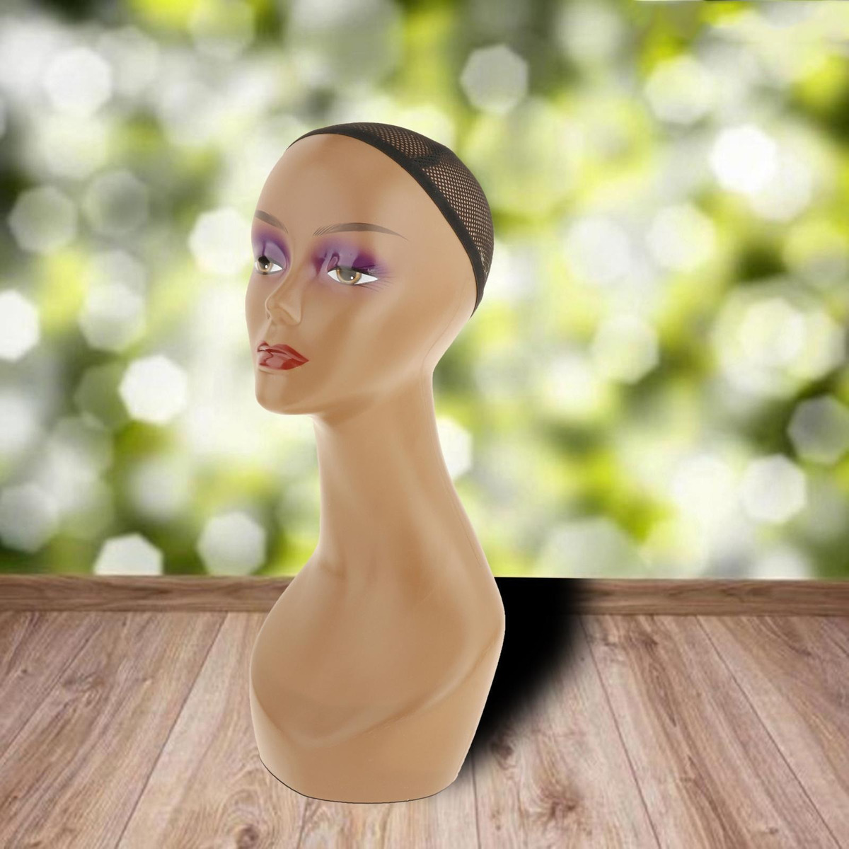 Bust Peruca Cabeça Stand Modelo Chapéus Costura Preta - Imagem 7