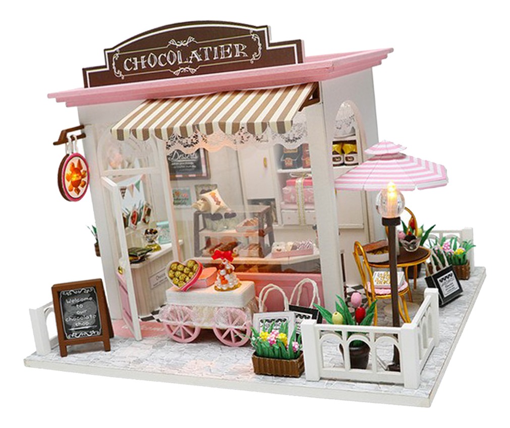 Casa De Bonecas Diy Kit Miniatura De Madeira Com Móveis Led - Imagem 3
