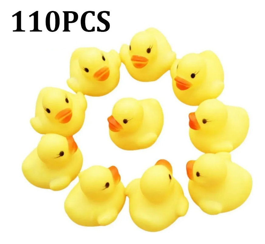 110pcs Mini Patos De Banho De Borracha Amarela Bonito.